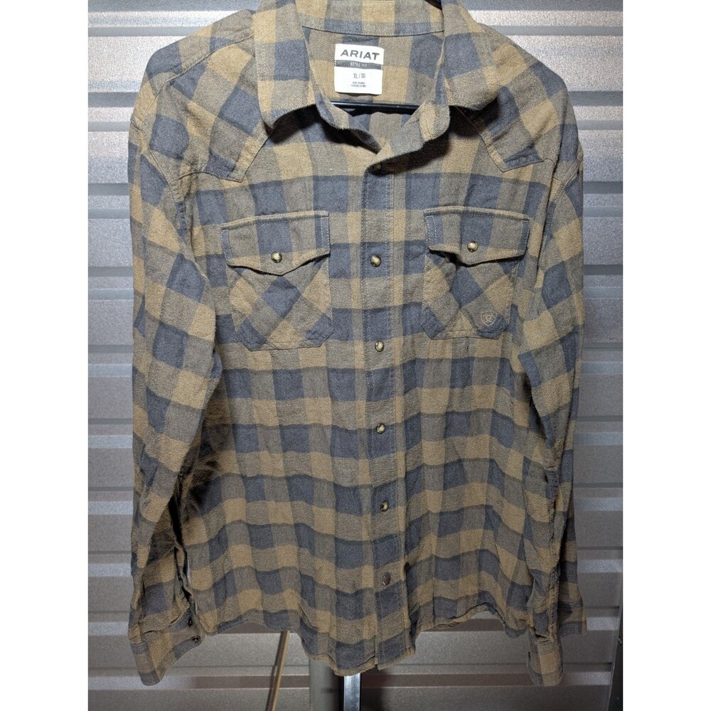 Ariat Retro Fit Long Sleeve Pearl Snap Flannel Shirt Sz XL